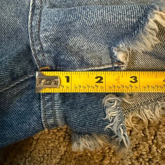 Madewell Women's Denim Jean Shorts Distressed High-Rise Relaxed Frayed Size 27 - Picture 11 of 11